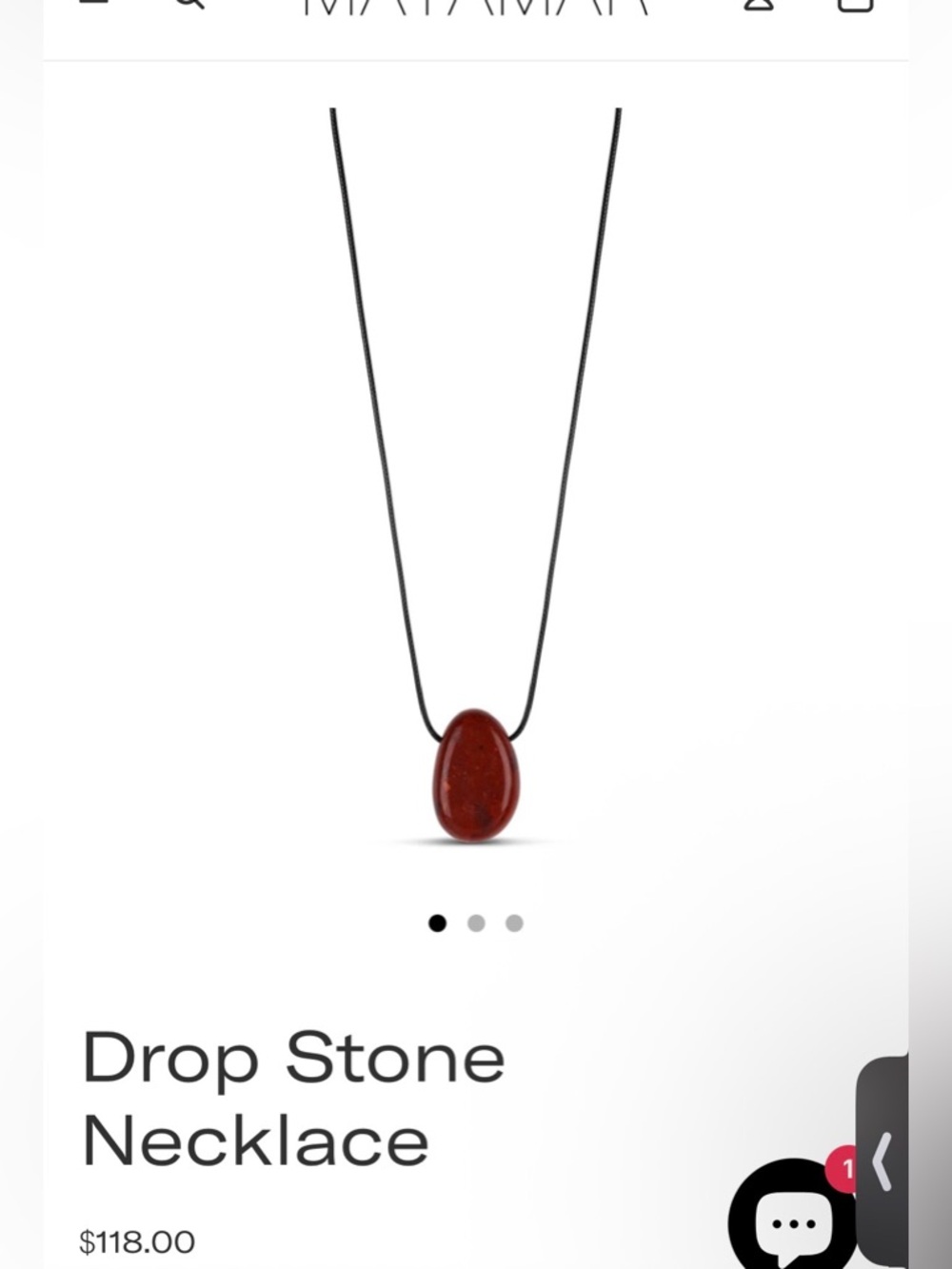 NWT All Natural RED JASPER Adjustable Stone Pendant Drop Stone Necklace